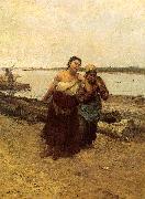 Deak-Ebner, Lajos Boat Warpers oil on canvas